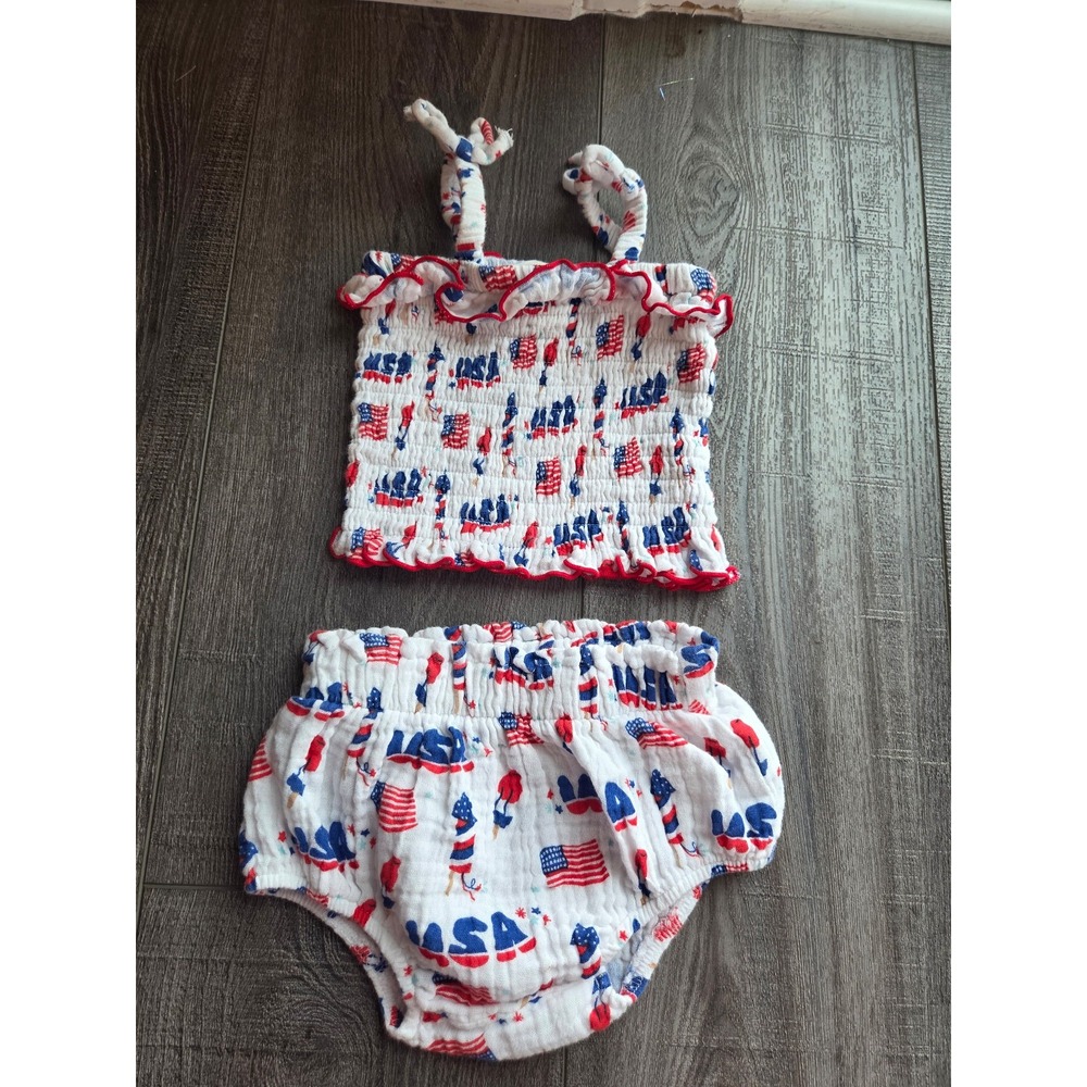 Spearmintlove baby girl 4th of July set 3-6 mos